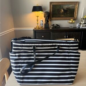 Kate Spade Black and White Striped Diaper Bag